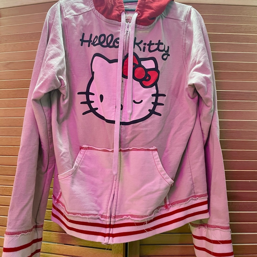 Hello Kitty Grey and Red Zip Up Sweatshirt